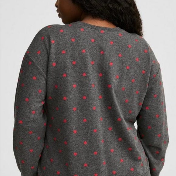 Torrid Gray and Red Crewneck Sweater with Polka Dots - Picture 5 of 7